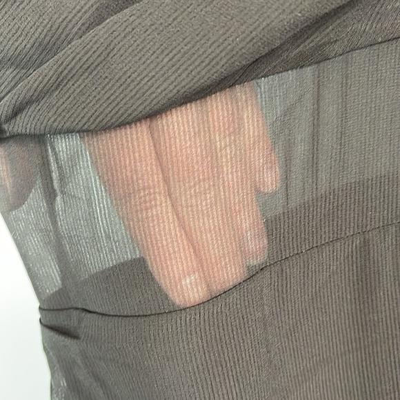 Abercrombie & Fitch NWT Draped Sheer Waist Maxi Dress Black High Neck Crepe M - Picture 5 of 13